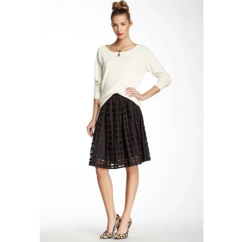 Trina‎ Turk Sarita Black Grid Mesh Windowpane Skirt 6